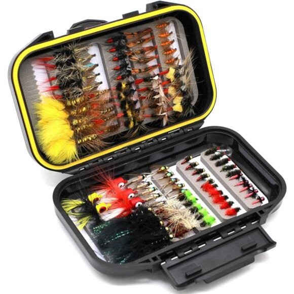 Fly Fishing Flies Assortment Kit Dry Wet Nyphms Tenkara Popper Streamer Woolly - Picture 1 of 7